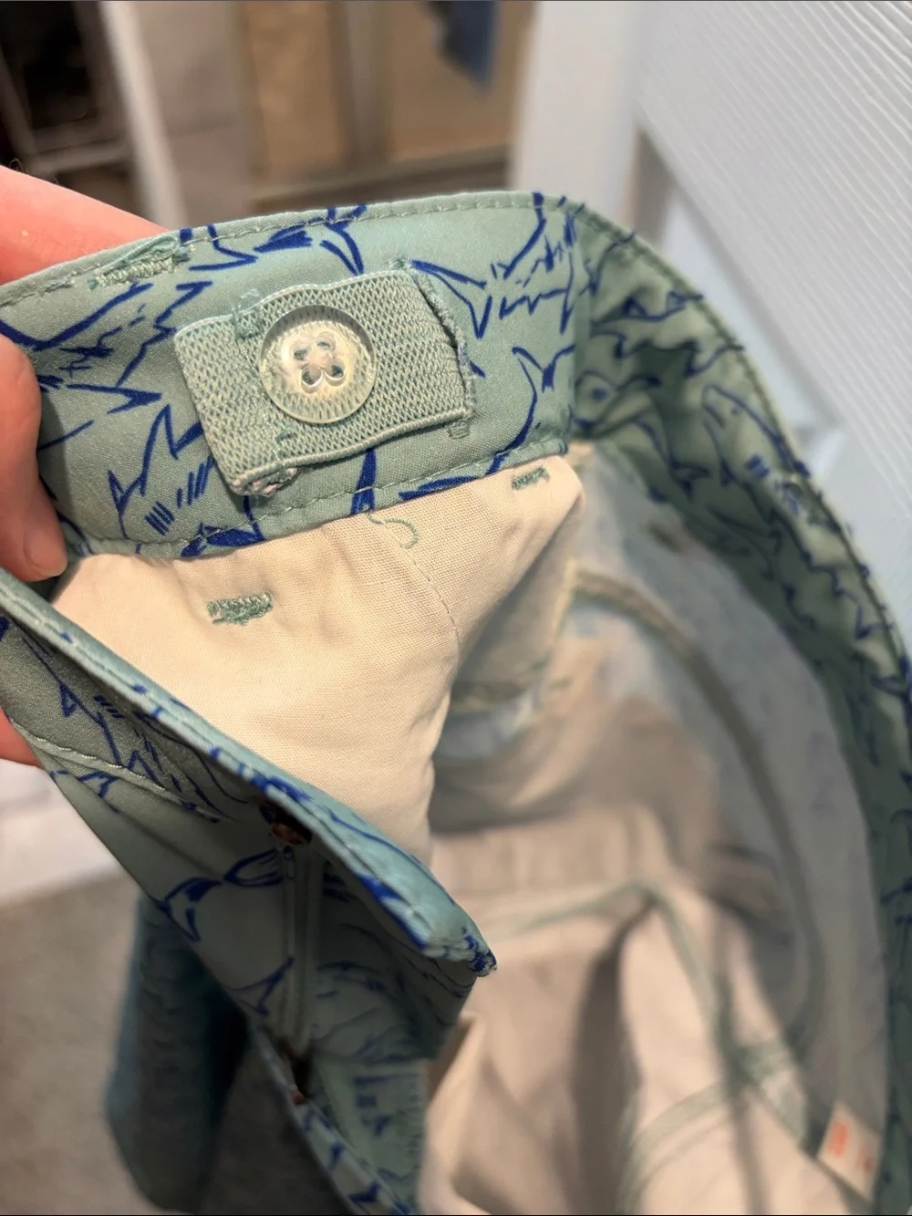 Cat & Jack Teal Swim Trunks with Navy Shark Print